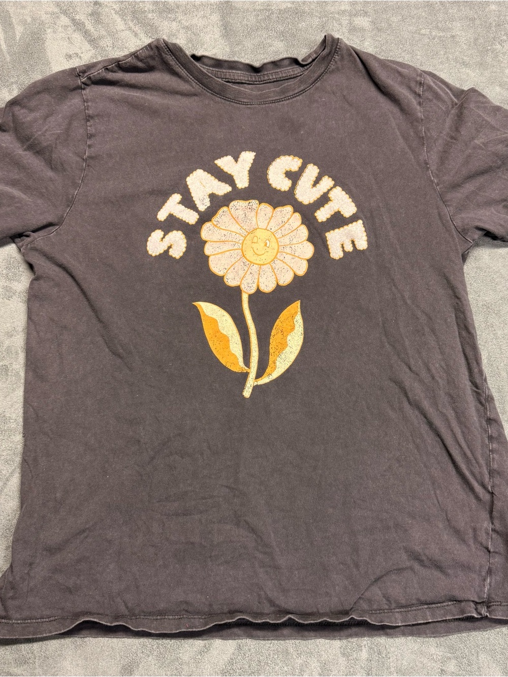 Cotton On Black Tee with Yellow Daisy Graphic